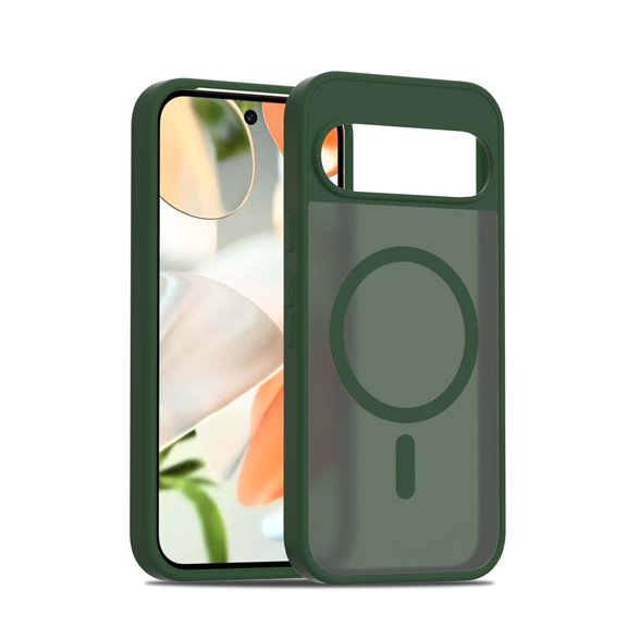 Designed For Google Pixel 9 / 9 Pro Cover Thin fit,Compatible with MagSafe,Compatible with Google Pixel 9 / 9 Pro Built-in Magnetic Anti-Shock Hybrid TPU Hard PC Back Cell Phone Case,Darkgreen