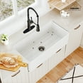 thumbnail image 4 of CASAINC 36" Fireclay Single Bowl Farmhouse Apron Kitchen Sink with Bottom Grid and Strainer, Glossy White, 4 of 7
