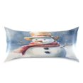 thumbnail image 3 of Dailycode Satin Pillow Case Standard Silk Pillow Cover for Hair and Skin Envelope Closure Happy Snowman with Scarf 20"x26", 3 of 9