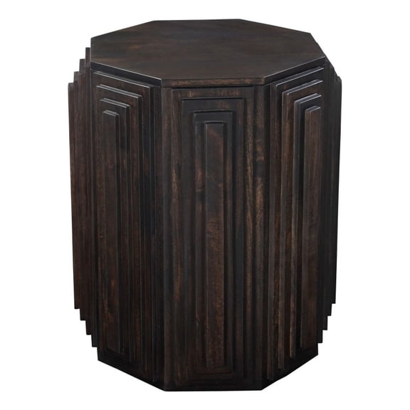 Carolina Cascade Falls 22"x26" Geo Design Octagonal Side Table in Java