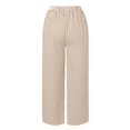 thumbnail image 5 of felwors Women Casual Drawstring Elastic Waist Striped Wide Leg Pants with Pockets Khaki, XXL, 5 of 5