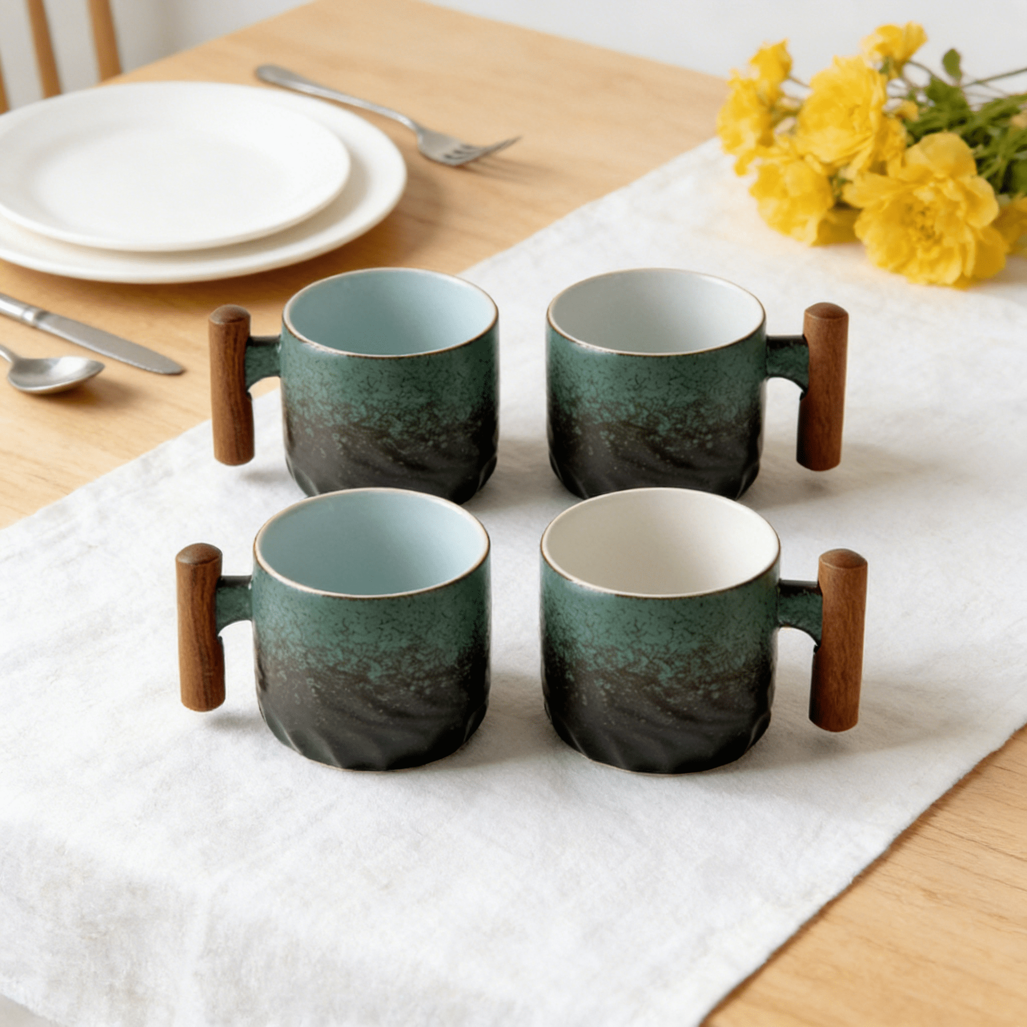 ACDANC 2026 New 4Pcs Espresso Cups Espresso Cups Set of 4 Double Espresso Cups for Home,Cafe,Office Gradient Green