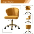 thumbnail image 6 of TINA'S HOME Office Desk Chairs with Wheels & Gold Base, Modern Velvet Cute Armless Office Chair, Adjustable Low Back Swivel Rolling Chair, Upholstered Task Chair for Living Room Vanity Study-MUSTARD, 6 of 14