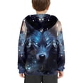thumbnail image 4 of Xoenoiee Casual Boys Hoodies Pullover Sweatshirt Kids Long Sleeve Hooded Top with Front Kangaroo Pocket Activewear for Workout Walk, Wolf Star Blue Pattern, S, 4 of 7