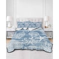 thumbnail image 2 of Quilts Queen Size Bedding Set, Blue Coastal Reversible Summer Quilt 3 Pieces, Nautical Coral Starfish Shell Octopus Sea Lightweight Bedspreads Coverlets with 2 Pillow Shams for All Seasons, 2 of 5