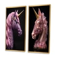 thumbnail image 3 of Designart "Pink Glam Unicorn with Gold Horn I" Fantasy Unicorn Framed Wall Art Set Of 2 - Children's Art Pink Frame Gallery Set For Office Decor, 3 of 6