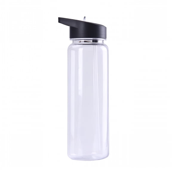 ACDANC Clear Water Bottle with Lid and Straw 750ml 26fl Oz Portable Sports Water Bottle PS Plastic Water Bottle for Biking Gym Yoga Black Water Bottles