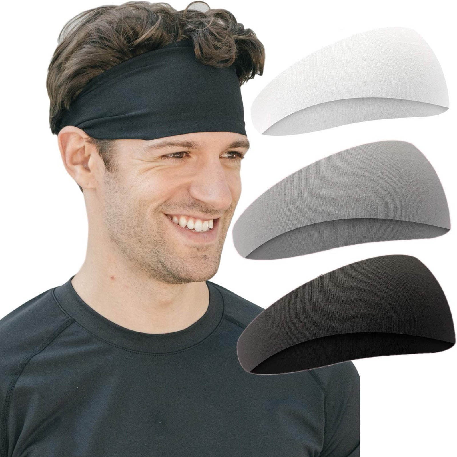 3pcs Hair Head Band Sweatband Headband Stretch Mens Wrap Elastic Sports Thin Walmart Com