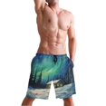 thumbnail image 5 of Dailycode Men's Quick Dry Swim Trunks Beach Shorts Casual Summer Board Shorts with Pockets, House in Winter under Aurora, 5 of 8