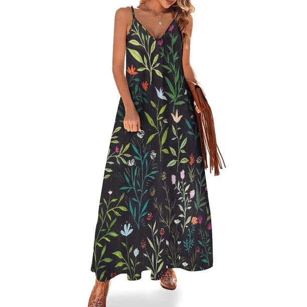 Vestido sin mangas Midnight Garden, atuendos de playa para mujeres, vestido de lujo