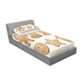 thumbnail image 2 of Gingerbread Man Fitted Sheet & Pillow Sham Set, Pastry Design Graphic Cookies in Different Shapes Tasty Goodies, Decorative Printed 2 Piece Bedding Decor Set, Twin, Beige White, by Ambesonne, 2 of 2