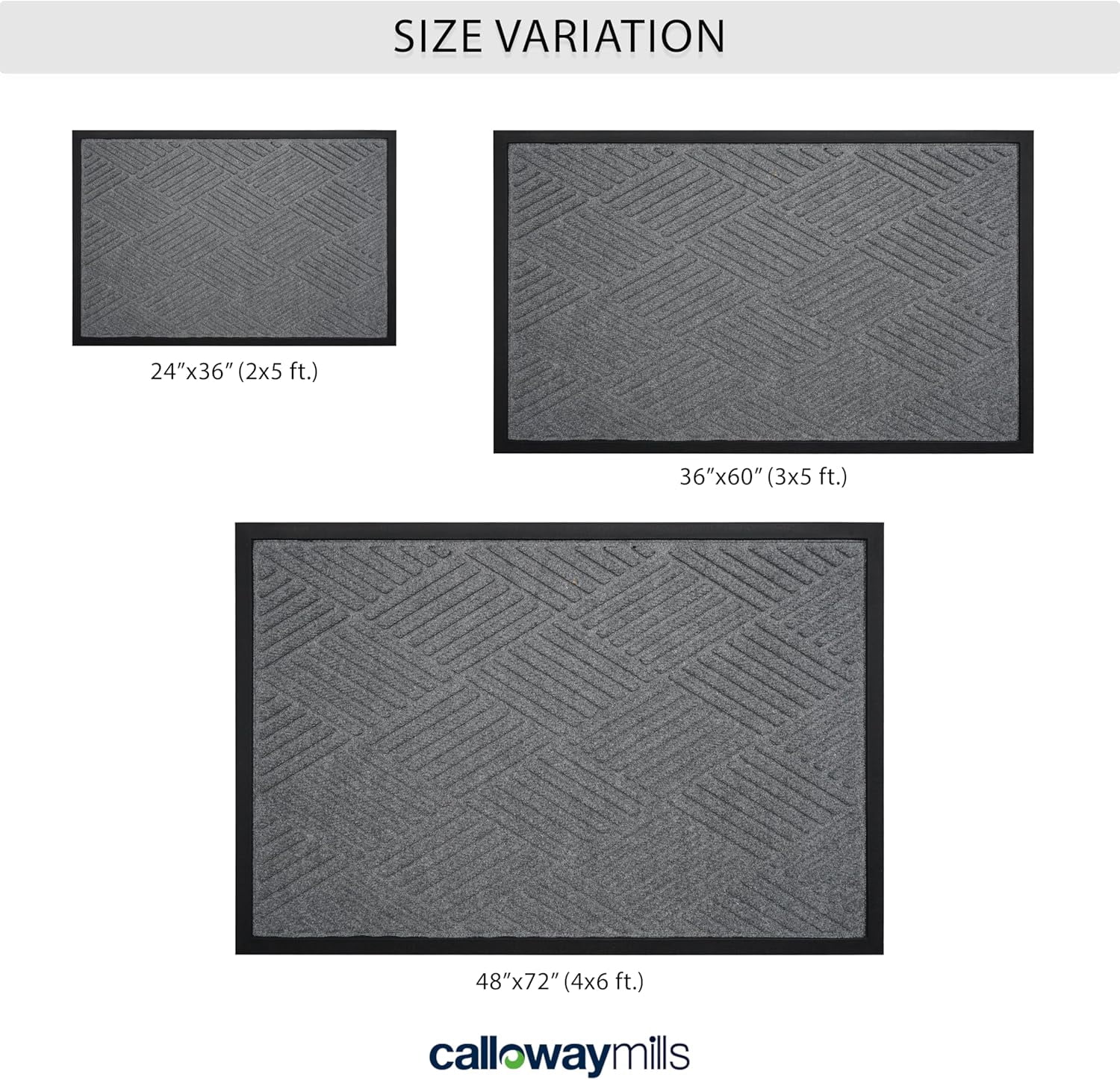 Calloway Mills 113180203 Graphite Grid Grey Mat 2" x 3"