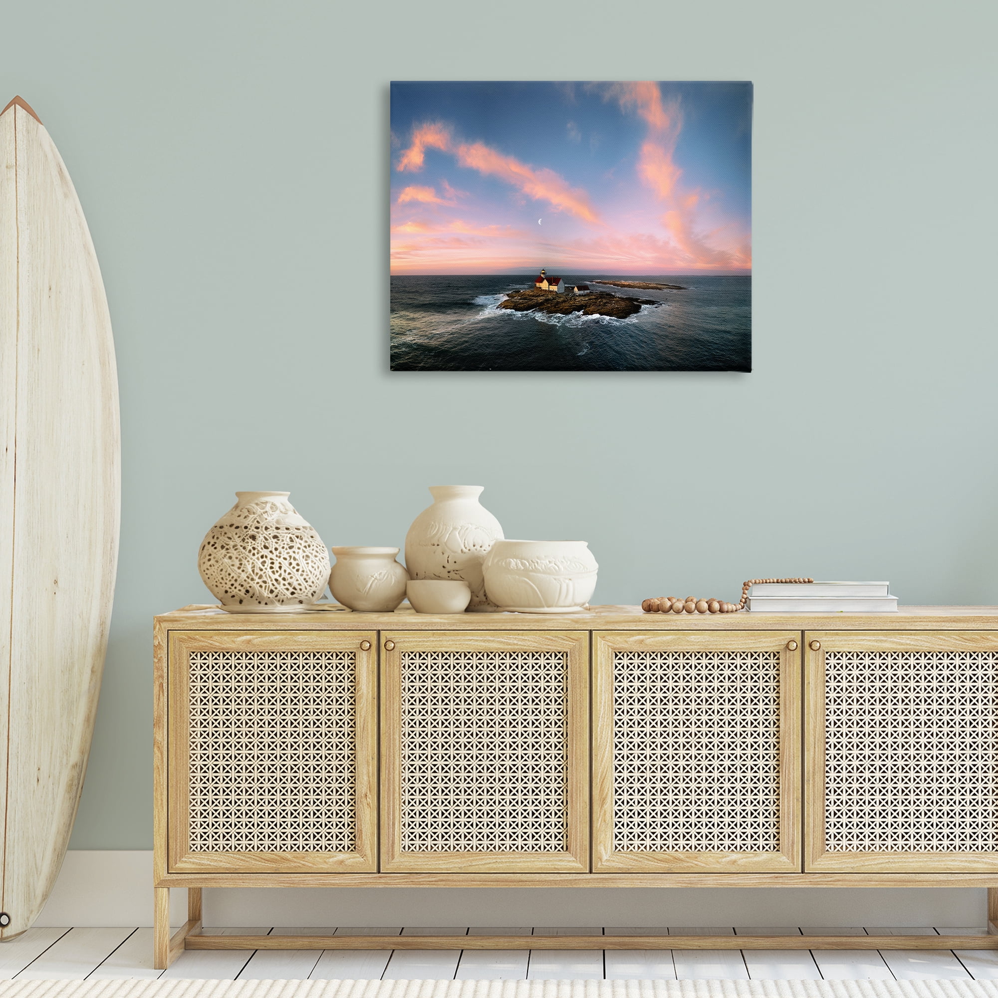 Stupell Industries Coastal Island Moon Overhead Landscape & Nature Photography Wrapped Canvas Art Print Wall Art, 40 x 30