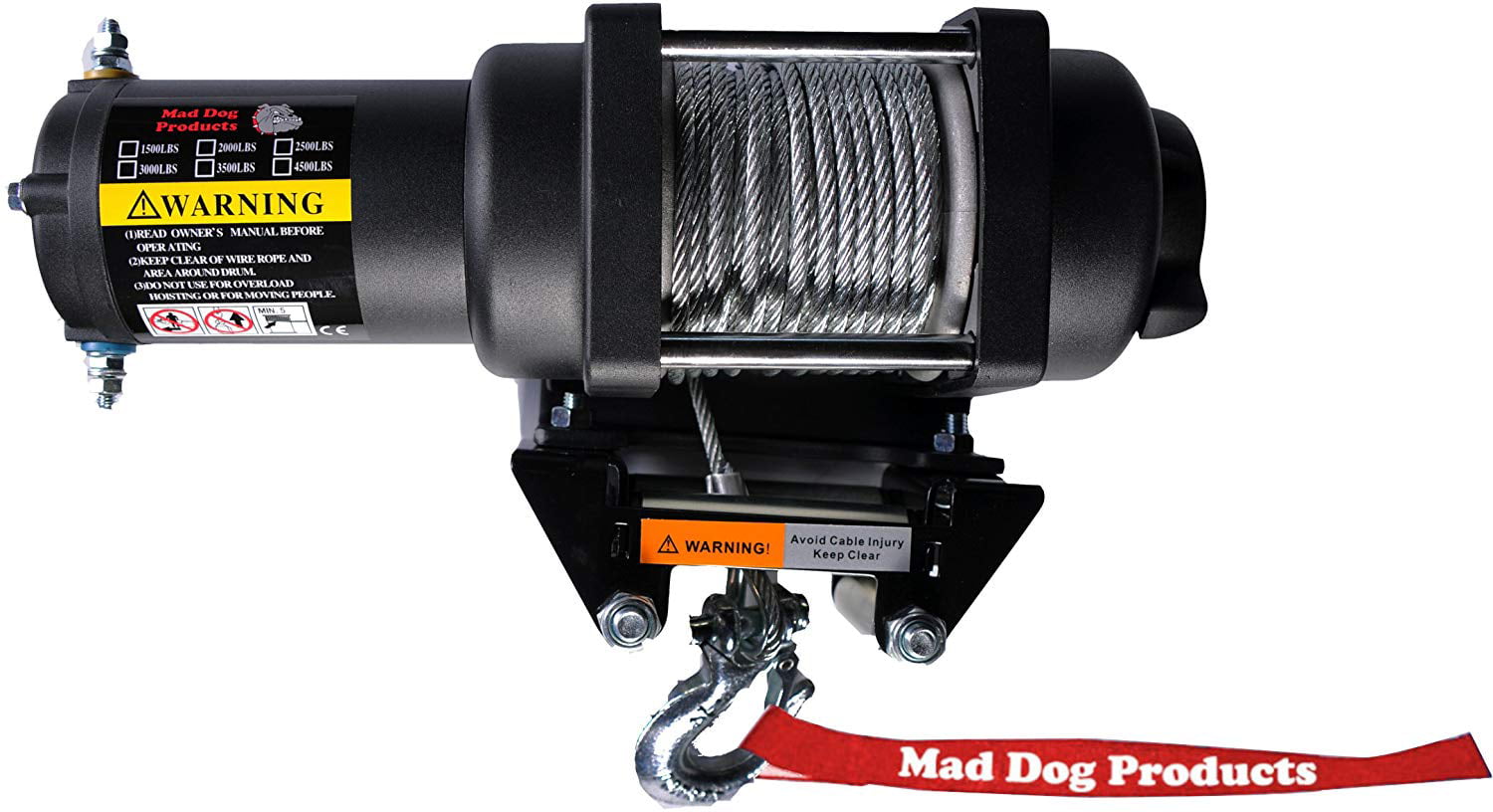 Mad Dog 2500lb Winch Mount Combo w/Synthetic Rope Yamaha Kodiak 350 400 450 Grizzly 350 400 450 Bruin 350 2x4 4x4 03-14 