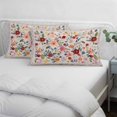 thumbnail image 3 of Pink Flowers Pillow Covers, Linen Long Throw Pillow Case, Spring Farmhouse Floral Leaves Vintage Holiday Pillow Protector Decorative Cushion Cover for Living Room/Bedroom 12" x 20", 3 of 8