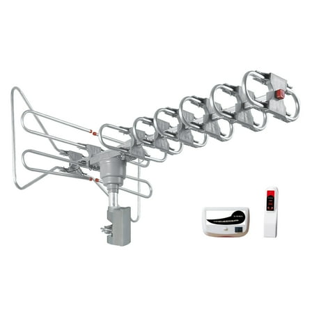 Audiobox 360º Motorized Amplified HDTV Antenna - Digital TV Ready with Remote Control, 120 Mile Range, Full Band DTV/VHF/UHF Receiver - Supports 1080p 1080i 720p