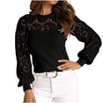thumbnail image 1 of Timegard Hauts pour Femmes Blouse à Manches Longues en Dentelle Col Rond Mignonne Décontractée Ajustée pour l'Automne, 1 of 7