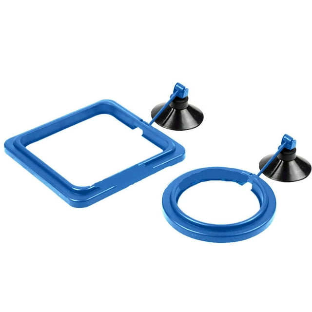 2 Pcs Anneau d'Alimentation Aquarium Station de Réservoir de Poissons Flottant Mangeoire Carrée/cercle