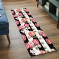 thumbnail image 3 of Pink Peony Runner Rug for Hallway 2x6ft, Flowers Black And White Stripes Non Slip Floor Mat Washable Low-Profile Indoor Carpet for Living Room, Bedroom, Dining Room, 3 of 9