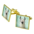 thumbnail image 1 of Hip Llama with Glasses Square Cufflink Set - Silver or Gold, 1 of 5