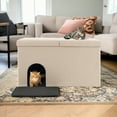 thumbnail image 2 of Demi Bonn 35" Hidden Cat Litter Box Enclosure Furniture with Urine Proof Litter Mat, Pet House for Indoor Cats, Living Room Cat Condo Bed Cave, Beige, 2 of 8