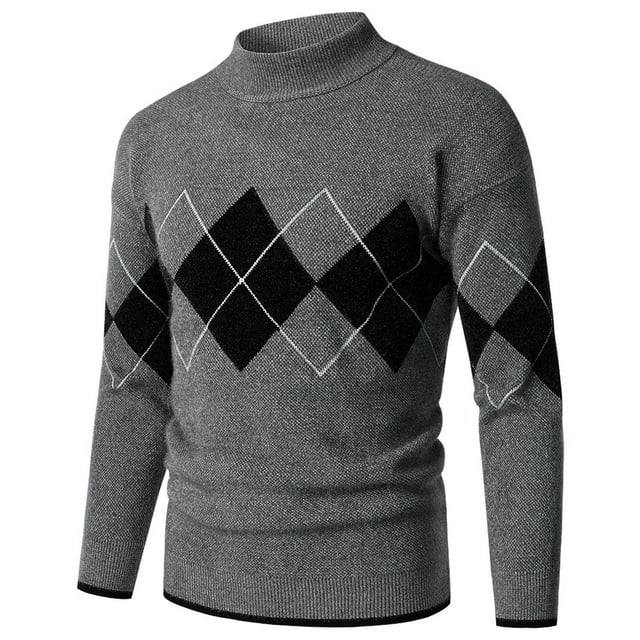 EGNMCR Chandails à Col Roulé pour Hommes, Col Montant, Chandail Mode à Manches Longues, Demi-Col Montant, Cadeaux pour Hommes