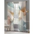 thumbnail image 4 of Abstract Water Ripple Sheer Curtains 96 Inches Long 2 Panels Brown Blue Gradient Stitching Light Filtering Semi Sheer Window Curtains Drapes for Bedroom Living Room 52"x96", 4 of 7