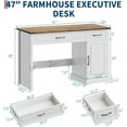 thumbnail image 2 of Garvee 47" Farmhouse Executive Desk, Rustic Wood Office Desk with Drawers & Storage Cabinet, Computer Writing Workstation for Home Office, 2 of 8
