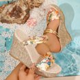 thumbnail image 4 of CYMMPU Women's Floral Print Two Strap Wedge Slide Sandals, Open Toe Platform Slip On Summer Beach Footwear Yellow 41, 4 of 6