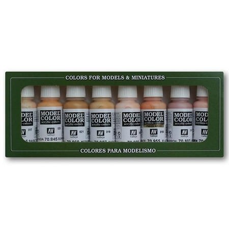 Acrylicos Vallejo VJP70124 Face & Skin Tones Model Color Paint Set - Pack of 8