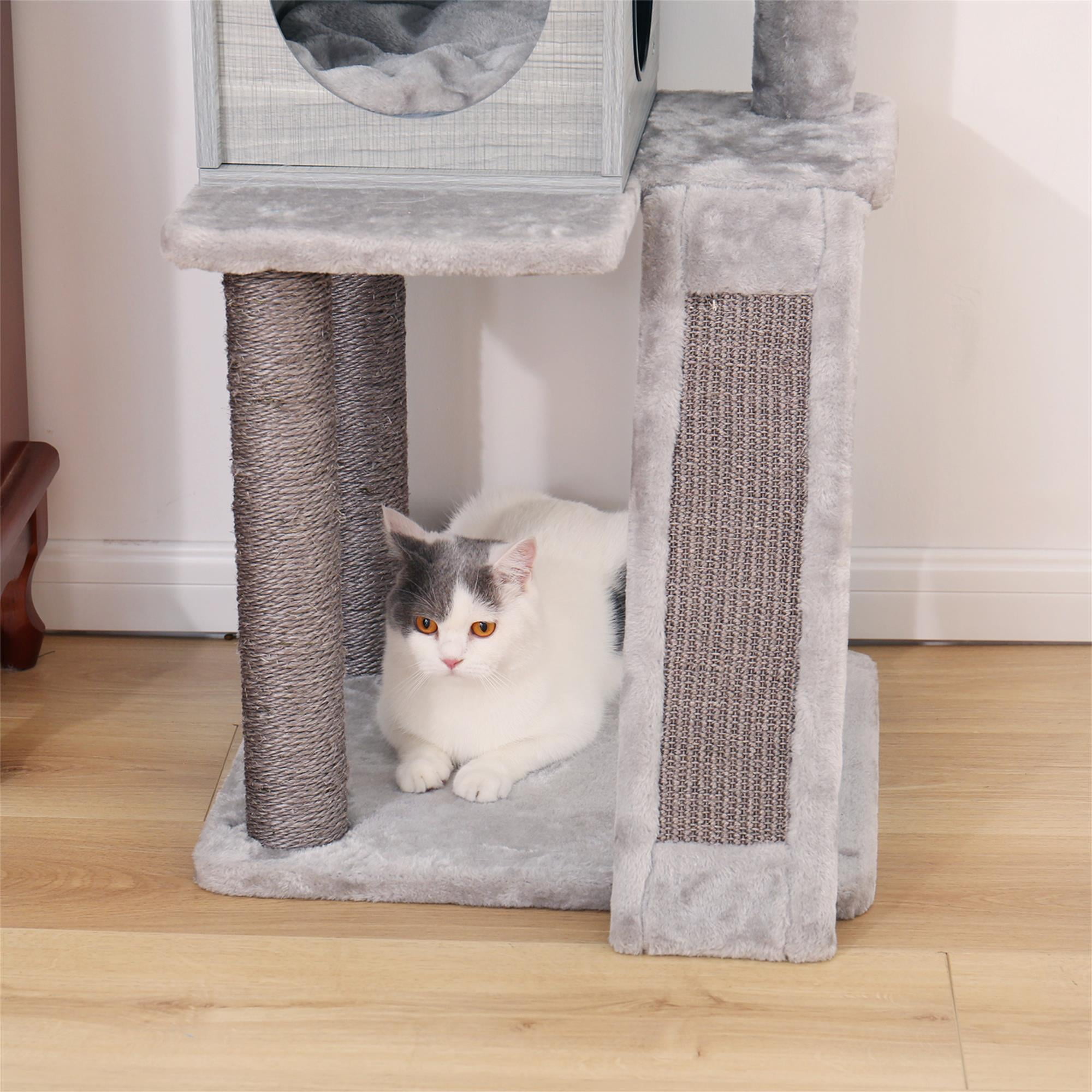 Pefilos 63" Cat Tree Tower for Indoor Cats, 4 Levels Platform Cat Condo for Large Cats with Fully Scratching Posts, Gray Pefilos 63" Cat Tree Tower for Indoor Cats, 4 Levels Platform Cat Condo for Large Cats with Fully Scratching Posts, Gray