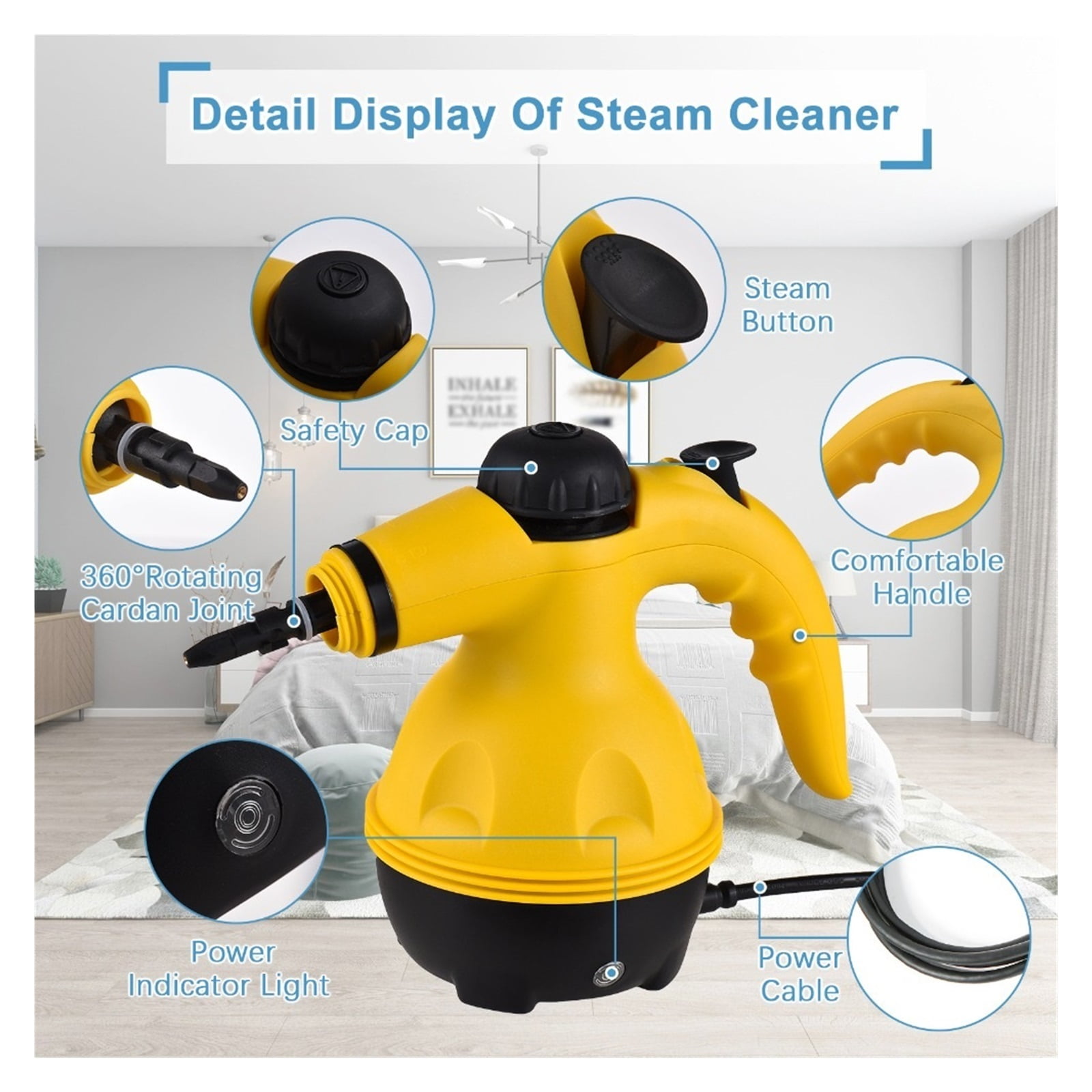 Handheld Electric Steam Cleaner, High Temperature Pressure Sterilization Air Conditioning Kitchen Hood Car Cleaning Machine ,Efficient Cleaning