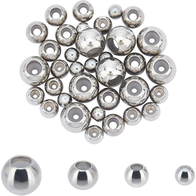 40pcs 4/5/6/7mm Spacer Stopper Beads with Rubber Inside Rondelle