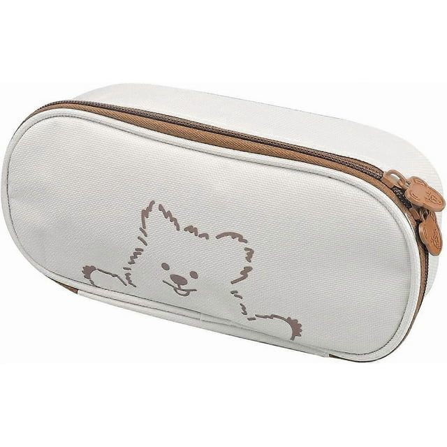 Large Capacity Pencil Case, Cute Canvas Pen Bag with Double Zipper, Stationary Storage Pouch