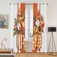 thumbnail image 2 of Kitchen Curtains 84 Inch Length 2 Panels, Burnt Orange Floral Grommets Window Treatment Curtain, Rustic Pumpkin Sunflower Botanical Striped Thermal Curtains Drapes for Living Room/Bathroom, 2 of 9