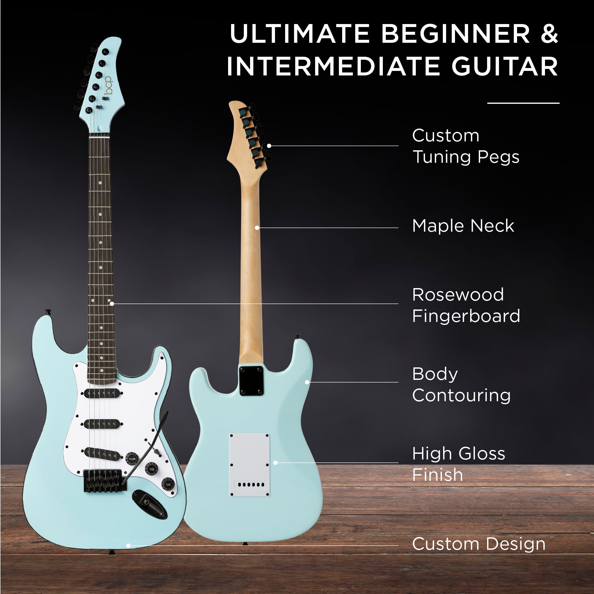 Best Choice Products 39in Full Size Beginner Electric Guitar Kit with Case, Strap, Amp, Whammy Bar - Powder Blue Best Choice Products 39in Full Size Beginner Electric Guitar Kit with Case, Strap, Amp, Whammy Bar - Powder Blue