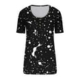 thumbnail image 5 of Clearance Low Scoop Neck Tunic Tops for Women Front Button-Up Short Sleeve Tee Floral Funny Tee Shirts Slim Fitted Tunic Blouses Comfort Casual T-Shirt Going Out Holiday Summer Clothes, 5 of 5
