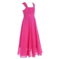 thumbnail image 5 of DPOIS Girls Kids Pleated A-line Chiffon Wedding Bridemaid Dance Prom Dress, 5 of 7
