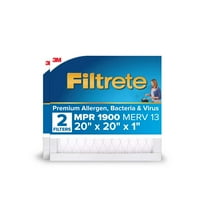 Filtrete 20x20x1 HVAC Furnace Air Filter, MPR 1900 MERV 13, Premium Allergen, Bacteria and Virus, 2 Pack