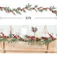 thumbnail image 6 of Gomaty 6ft Red Berry Christmas Garland with Pine Cone, Artificail Greenery Garland with Pine Leaves Red Berries and Pine Cones for Holiday Front Door Mantel Table Home Decor, 6 of 7