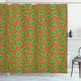 thumbnail image 1 of Garden Art Shower Curtain, Tropical Theme Botanical Motifs with Exotic Hibiscus Flowers in Green, Fabric Bathroom Set with Hooks, 69W X 84L Inches Extra Long, Dark Coral and Green, by Ambesonne, 1 of 2