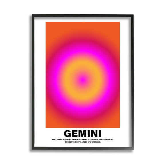 Stupell Industries Funny Gemini Astrology Abstract Painting Black Framed Art Print Wall Art, 11 x 14