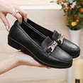 FLTHDD Women‘s Chain Decor Loafers Solid Color Round Toe Slip On Flat