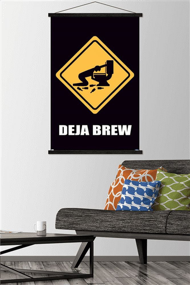 Deja Brew Wall Poster with Wooden Magnetic Frame, 22.375" x 34"