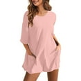 thumbnail image 3 of Women's Oversized Athletic Tee Romper Short Sleeve Jumpsuit with Pockets, Casual Workout Romper Shorts, Back Neck Hollow Out, Stretchy Comfy Lounge Wear Travel Essentials, 3 of 9