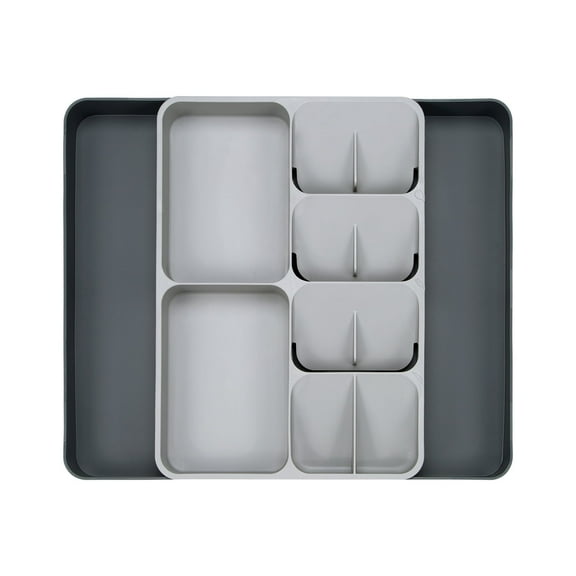 Silverware Drawer Organizer, Expandable Utensil Organizer for Kitchen Drawers, Adjustable Cutlery and Flatware Tray, Compact Drawer Divider for Knives, Forks and Spoons