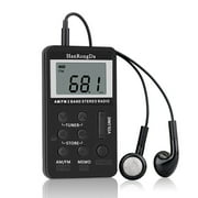 HanRongDa HRD-103 AM/FM Radio 2 Band Stereo Portable with Headphones Rechargeable Battery