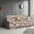 thumbnail image 6 of PiccoCasa Stretch Spandex Sofa Removable Slipcover  3 Seater White Brown Beige Line Large, 6 of 7