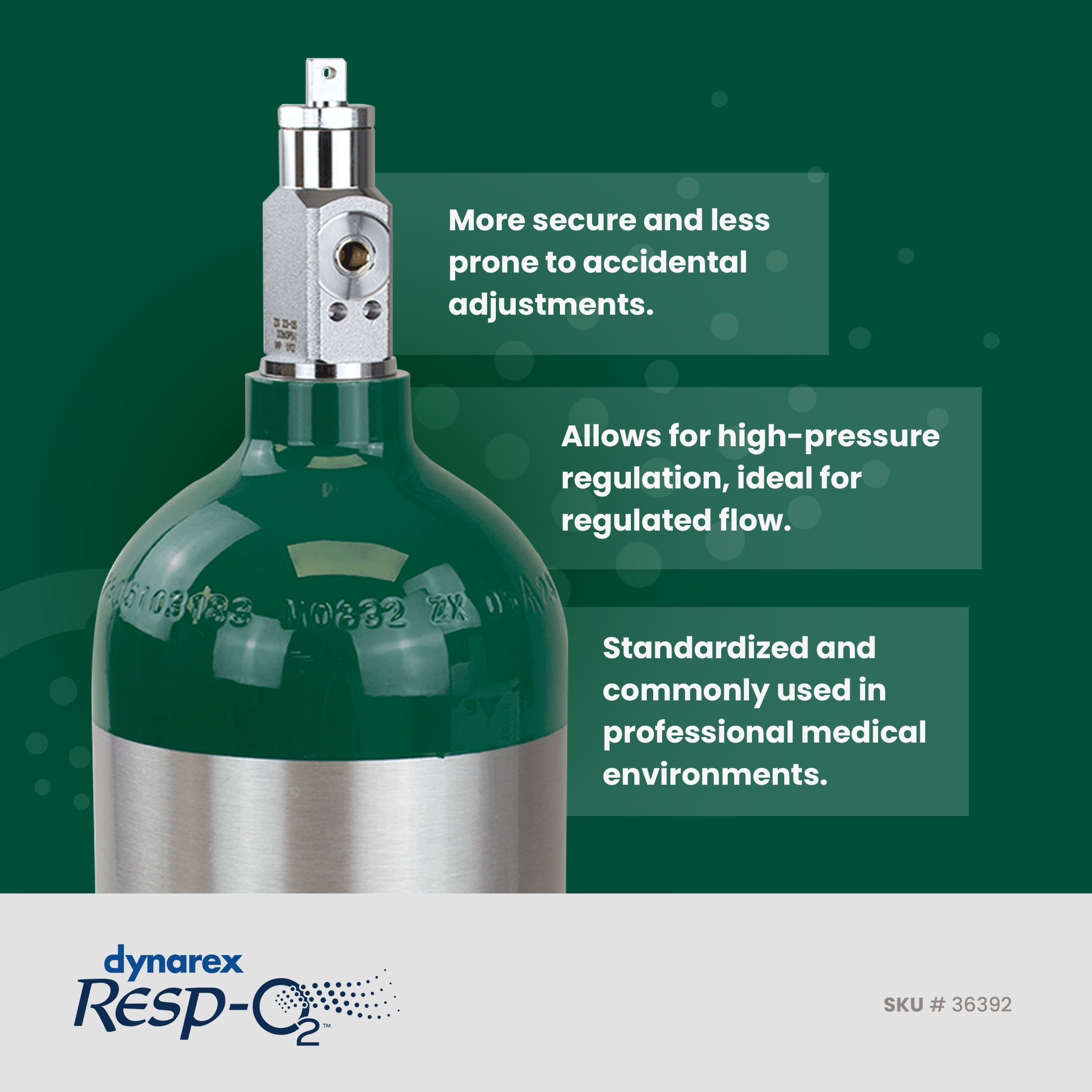Dynarex Resp-O2 M9 Oxygen C -Cylinder with CGA 870 Post Valve – 1.7L Standard Size Oxygen Cylinder - Lightweight Aluminum Portable Tank with 255L Oxygen Capacity