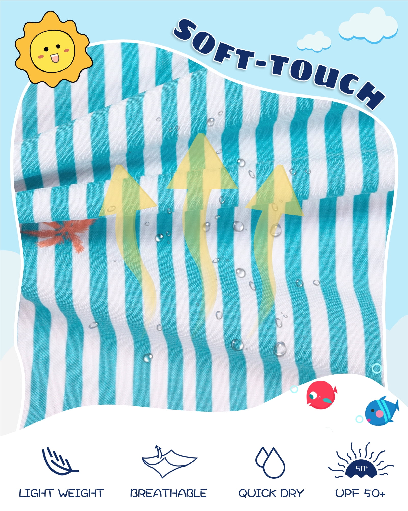 SURF CUZ Boys Swim Trunks with Boxer Brief Liner Toddler Boy Stretch Swimsuit Shorts Quick Dry Swimming Trunks Bathing Suit
